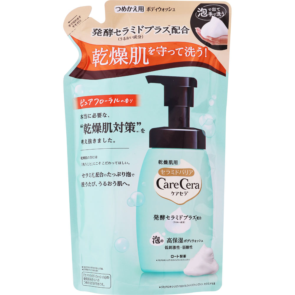 楽天市場】ロート製薬 ケアセラ 泡の高保湿ボディウォッシュ つめかえ