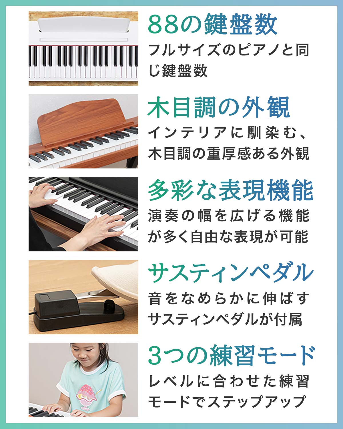 楽天市場】【3/1ワンダフルデー特価】【楽天1位】RiZKiZ 電子ピアノ 88