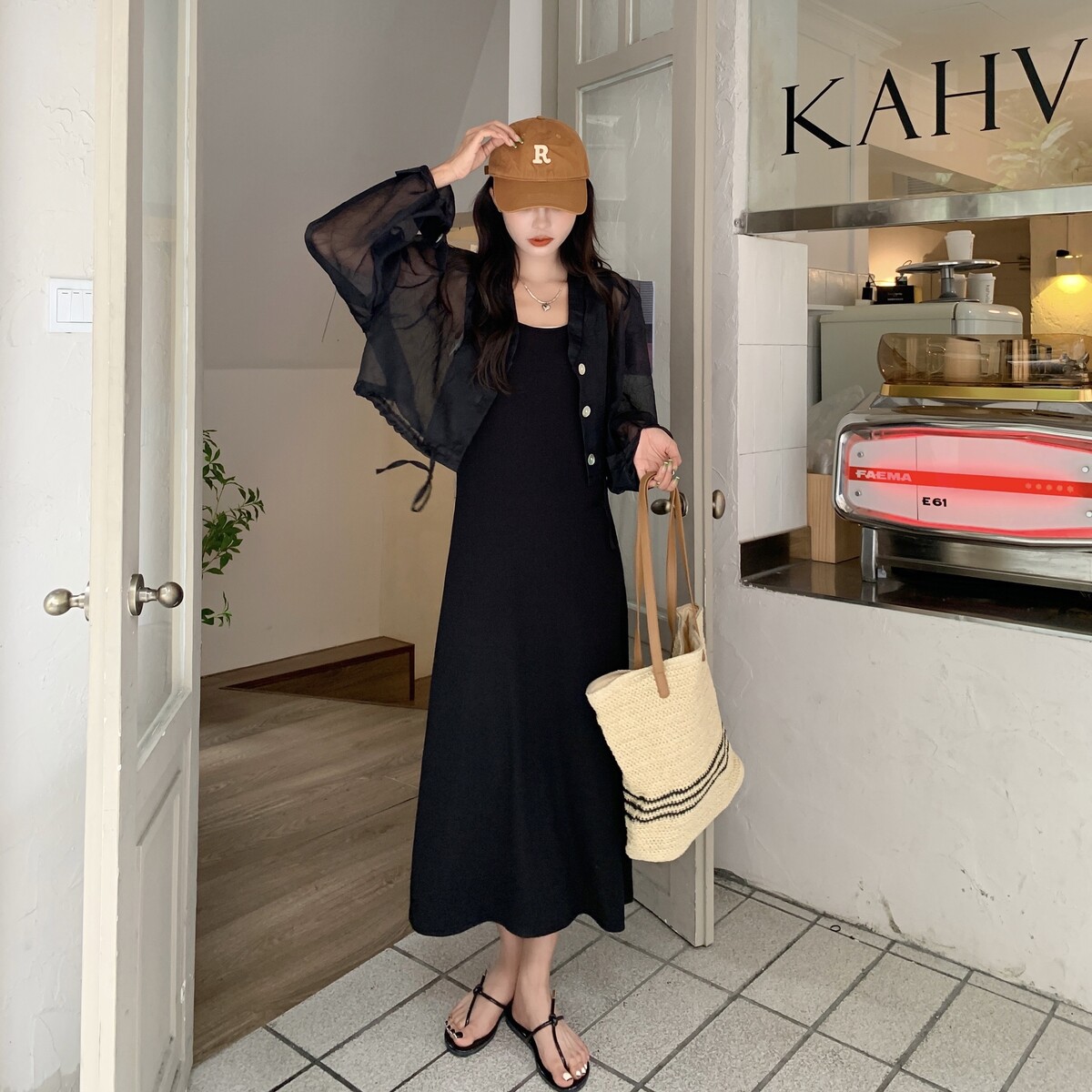 楽天市場】【セット】キャミソールワンピース＋シアーシャツ