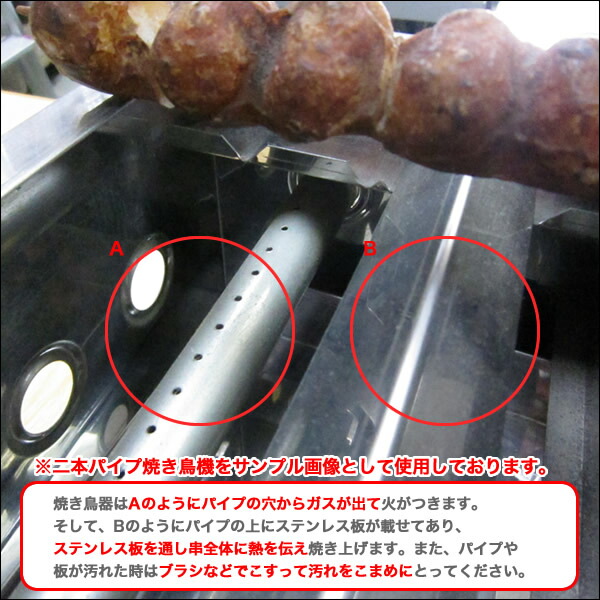 楽天市場】SA18-0二本パイプ焼鳥器 (大) LPガス【焼き鳥の焼き台 焼き