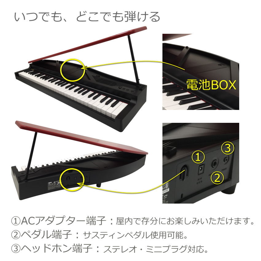 楽天市場】KORG microPIANO BK コルグ ピアノ型キーボード レッド