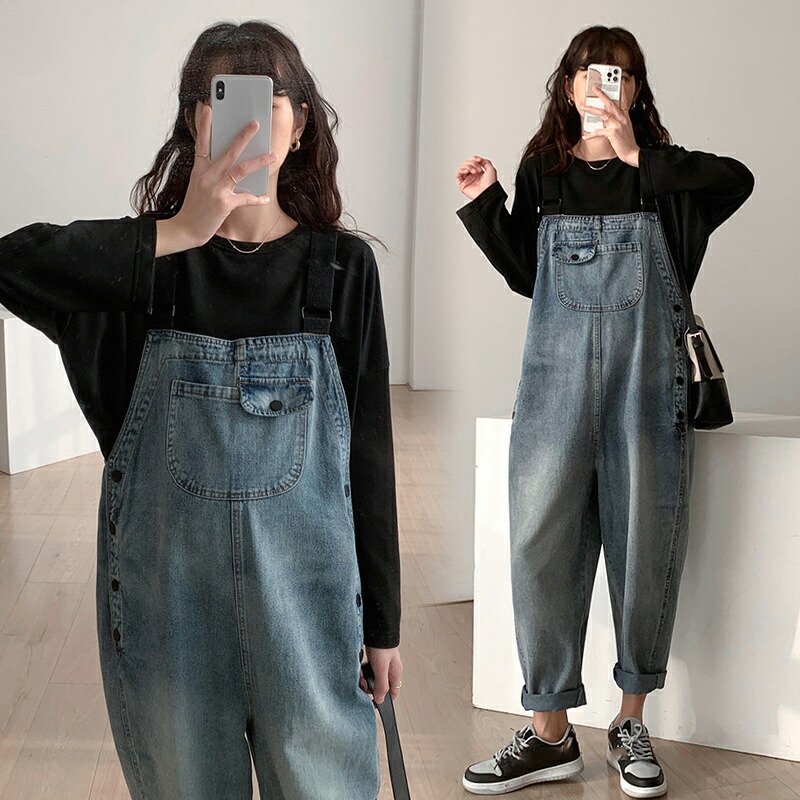 楽天市場】マタニティ デニムサロペット オーバーオール マタニティ
