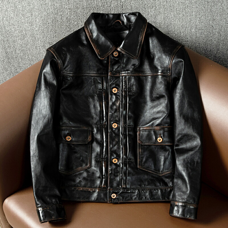 楽天市場】レザージャケット 茶芯 馬革 ライダース レトロ ホース