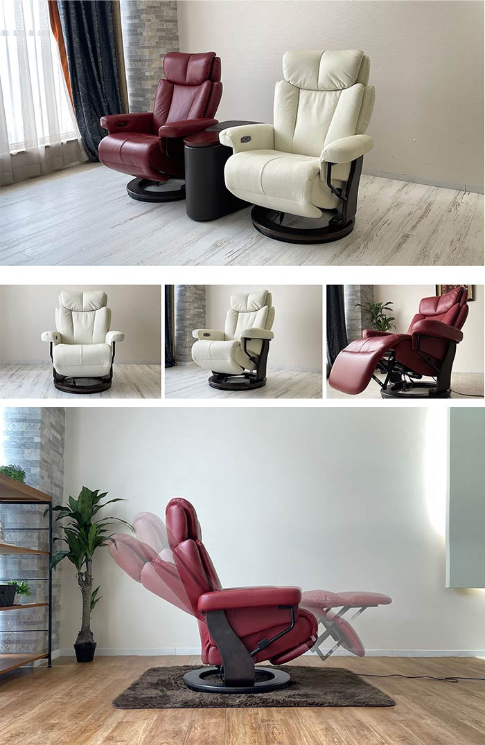 楽天市場】本革 電動ソファ リクライニング ワインレッド ブラック