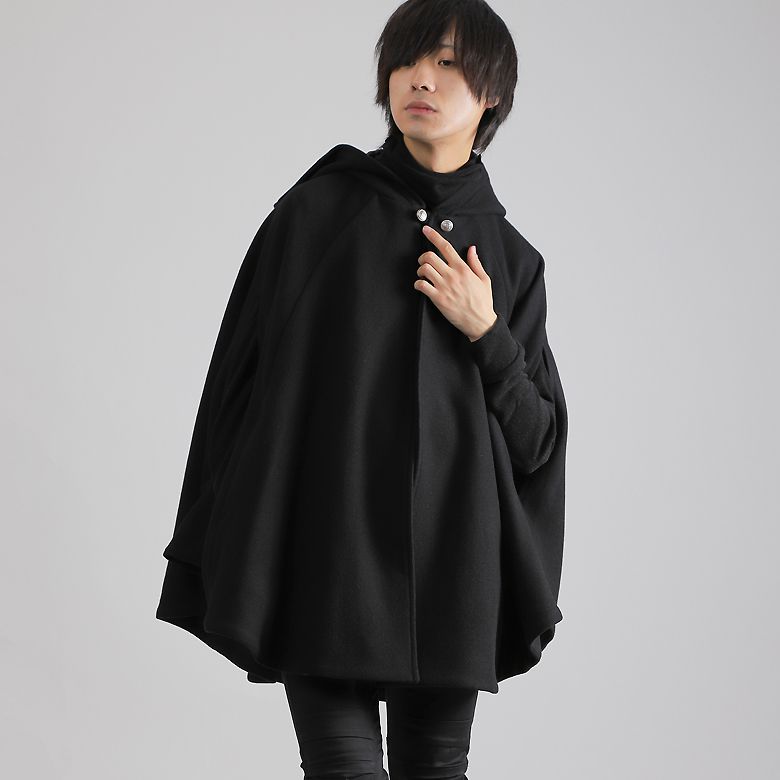 楽天市場】ケープコート ポンチョコート ウールケープ フード付 メンズ