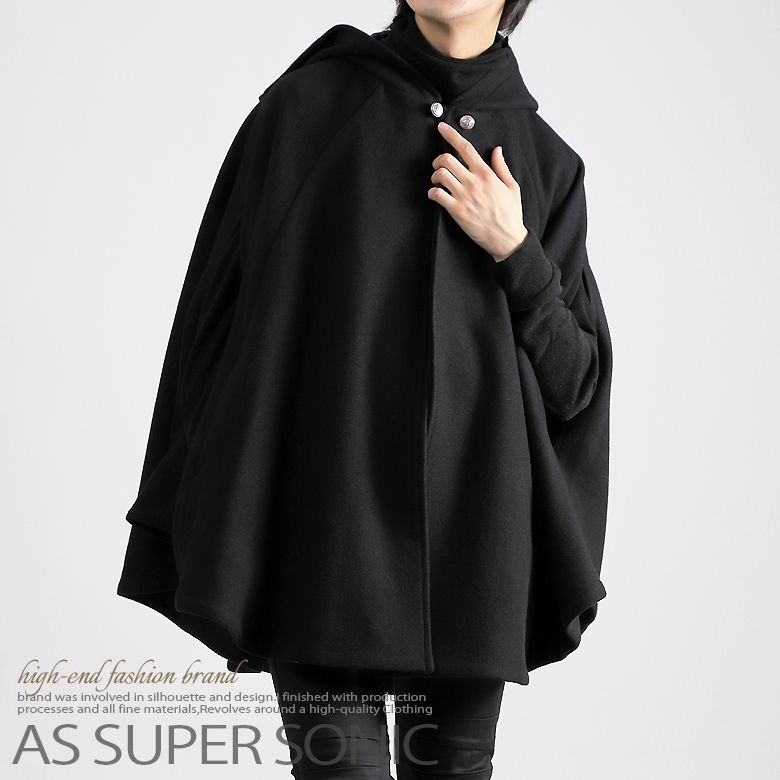 楽天市場】ケープコート ポンチョコート ウールケープ フード付 メンズ