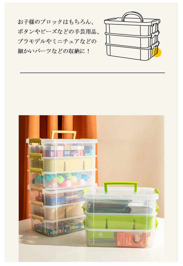 楽天市場】収納ケース ブロック おもちゃ収納 3段 仕切り キッズ お