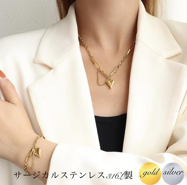 楽天市場】2点セット サージカルステンレス ブレスレット ネックレス
