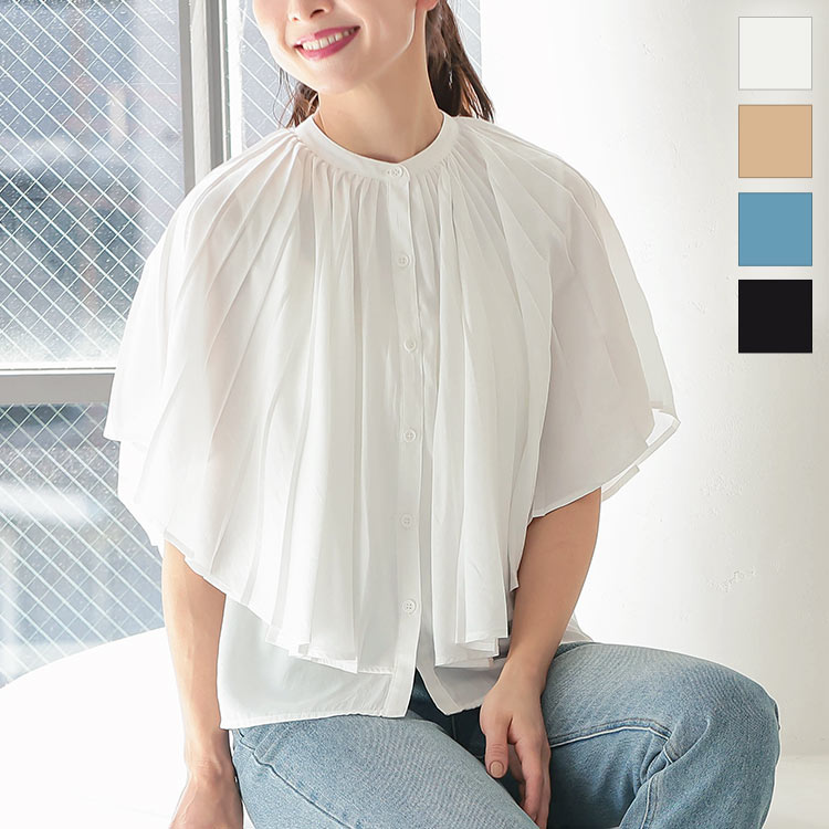 楽天市場】 プリーツカラーブラウス [C5467] レディース トップス