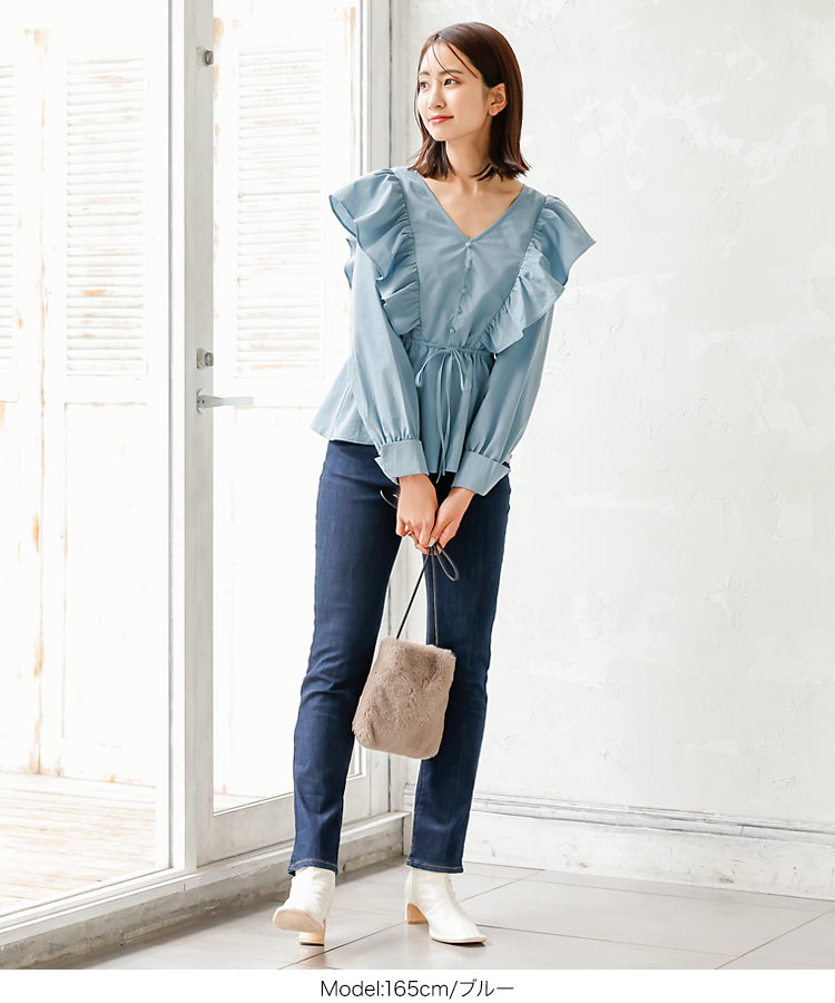 楽天市場】フリルペプラムブラウス [C5724] レディース トップス 長袖