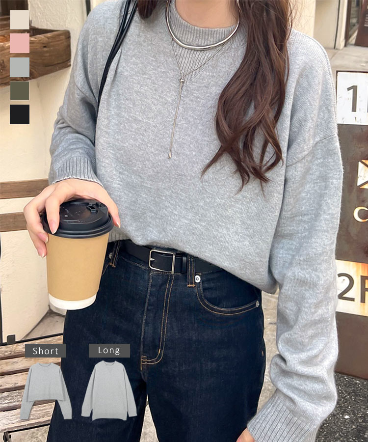 楽天市場】選べる丈 スウェットライク ニット レディース トップス