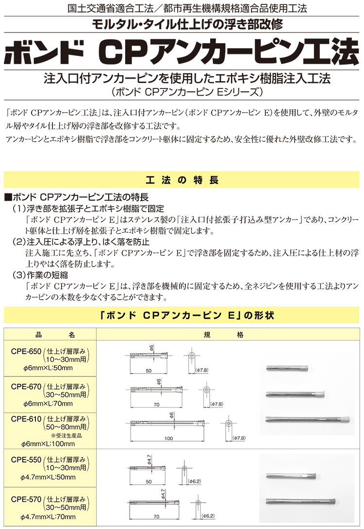 楽天市場】コニシ ボンド CPアンカーピンE CPE-650 100本／箱＜CP