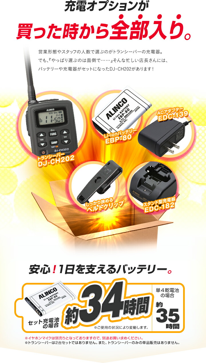 美品】ALINCO DJ-CH202 トランシーバー 2台セット ALINCO DJ-CH202