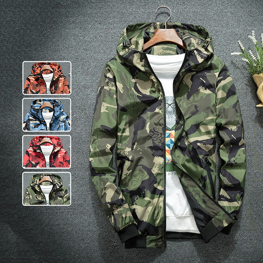 楽天市場】ウインドブレーカー メンズ 迷彩 マウンテンパーカー カモ柄