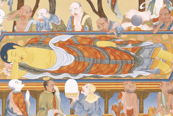 楽天市場】高級肉筆仏画 釈迦涅槃図 一点もの : 仏像仏画チベット美術