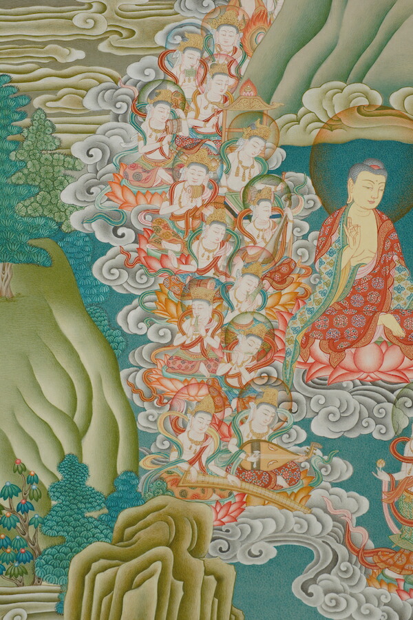 楽天市場】阿弥陀来迎図 仏画掛け軸（半切サイズ） : 仏像仏画チベット