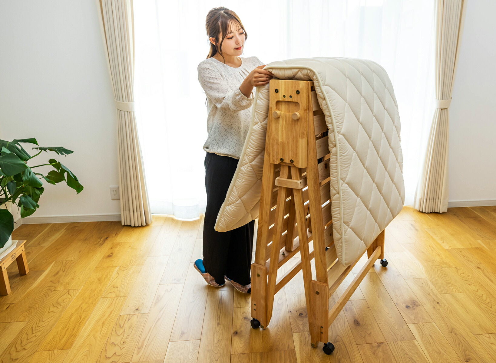 楽天市場】中居木工 折りたたみ ひのきスノコベッド ロータイプ 日本製