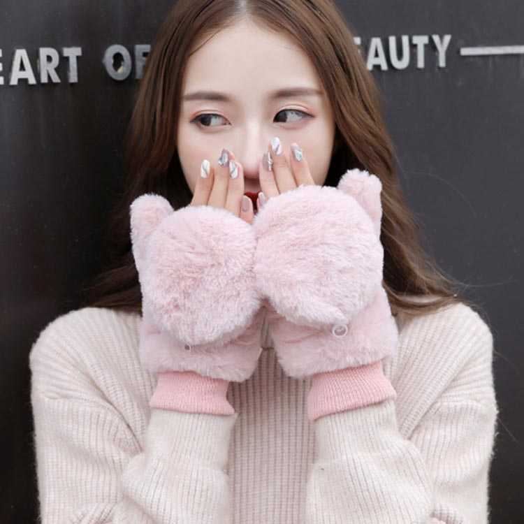 楽天市場】ファー手袋 ふわふわ 手袋 指なし ミトン レディース 2way