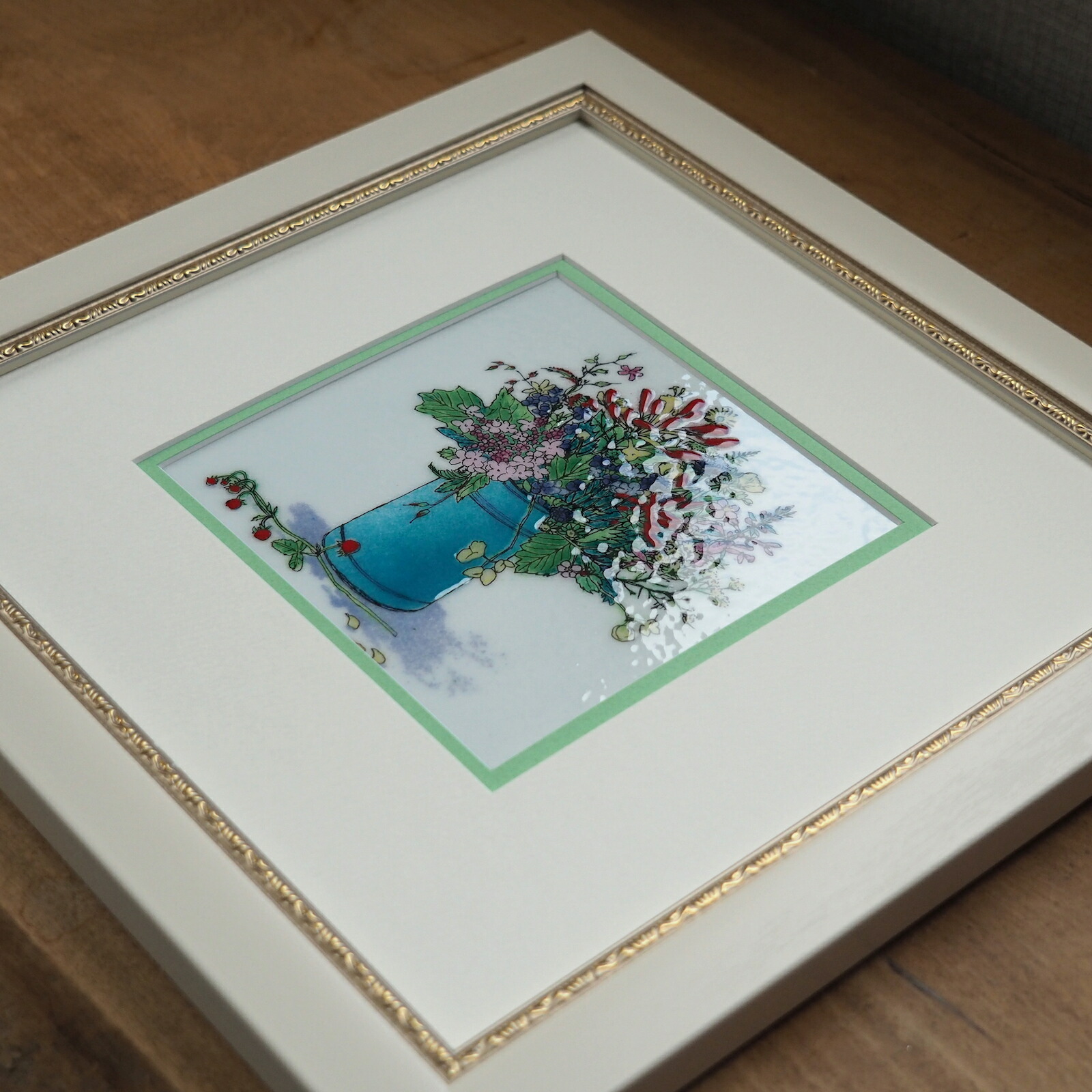 楽天市場】青いピッチャーと野の花束 七宝焼 七宝焼き 七宝絵画 額