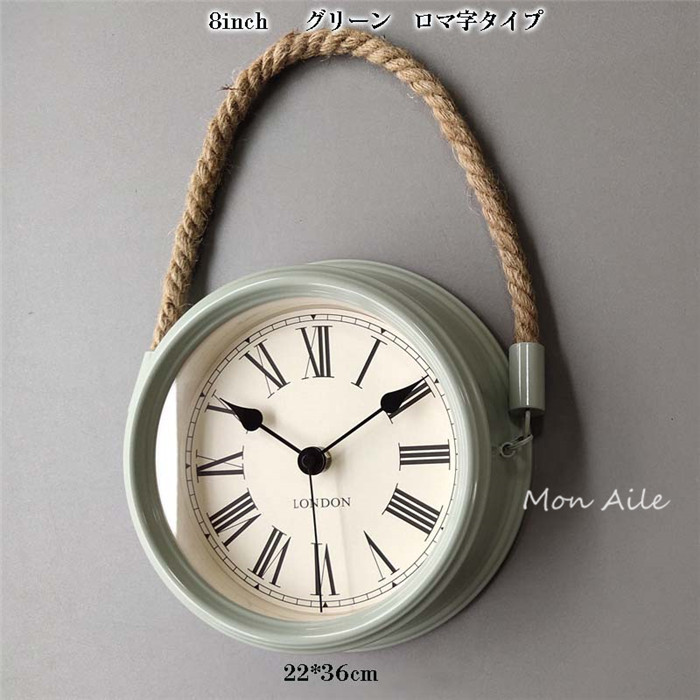 楽天市場】壁掛け時計 アンティーク 30cm ロープ 吊り下げ シャビー