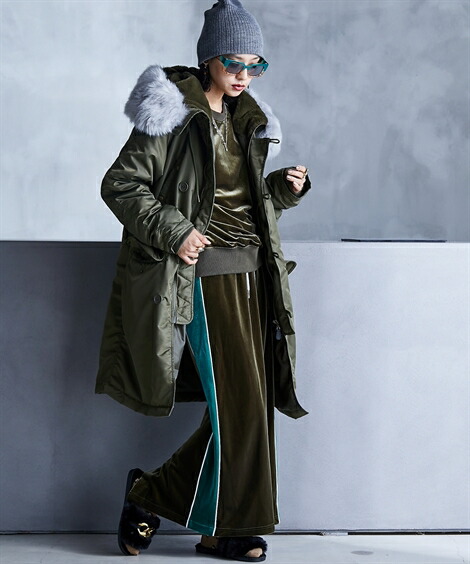 楽天市場】コート アウター レディース カラー フェイクファー付N‐3B