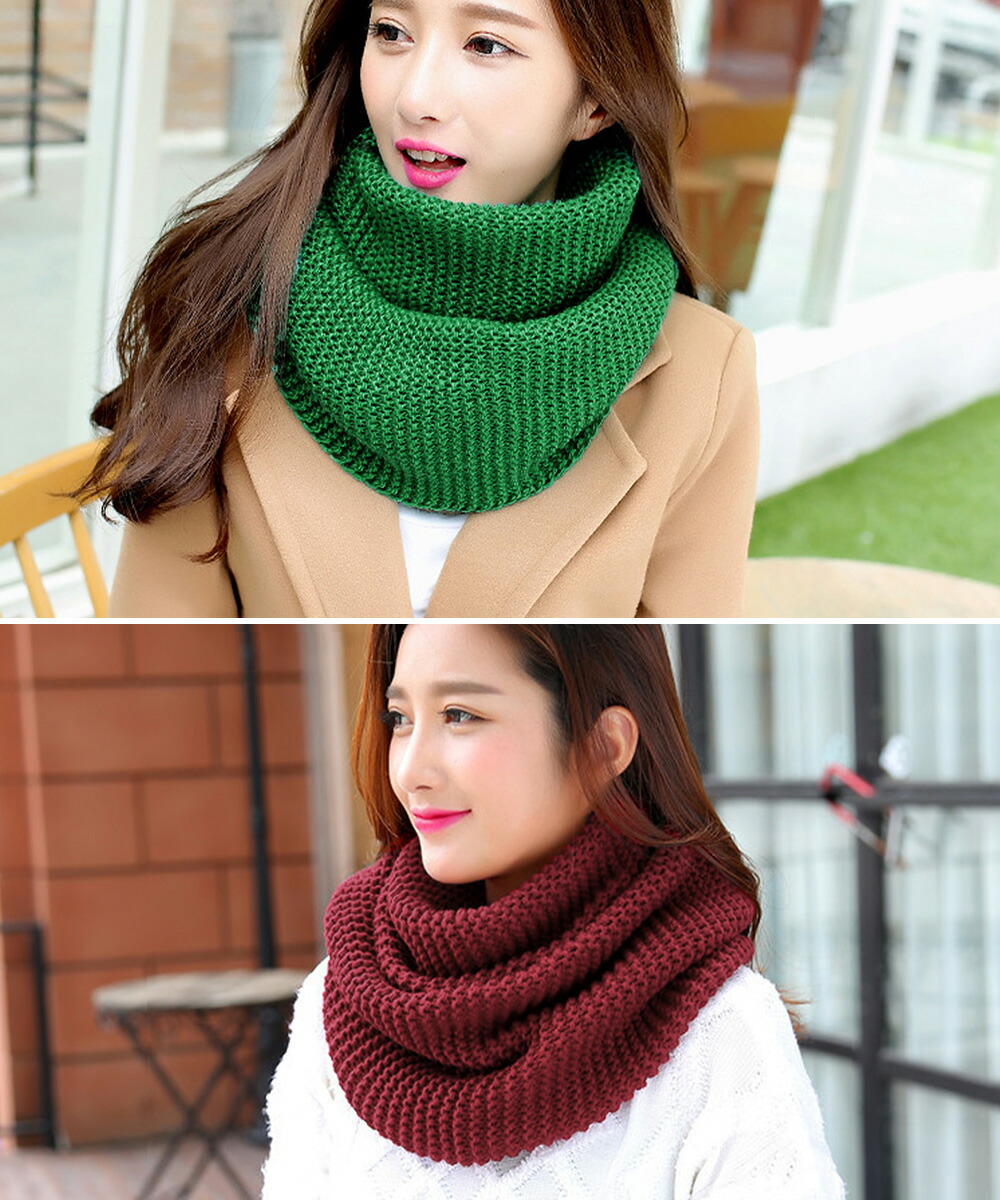 楽天市場】ニットスヌード あったかネックウォーマー無地 スヌード秋冬