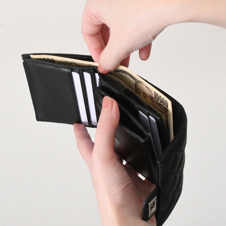 楽天市場】キルティング フェイクレザー 三つ折り財布 レディース 財布