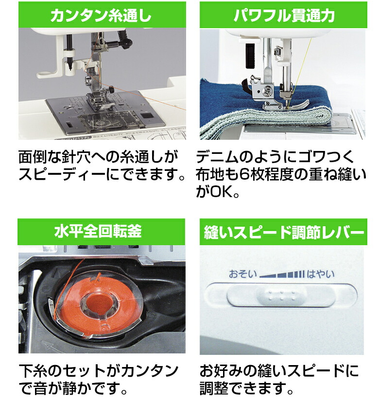 楽天市場】ロックカッター内蔵 ミシン ジャノメ 電子ミシン N-788WT