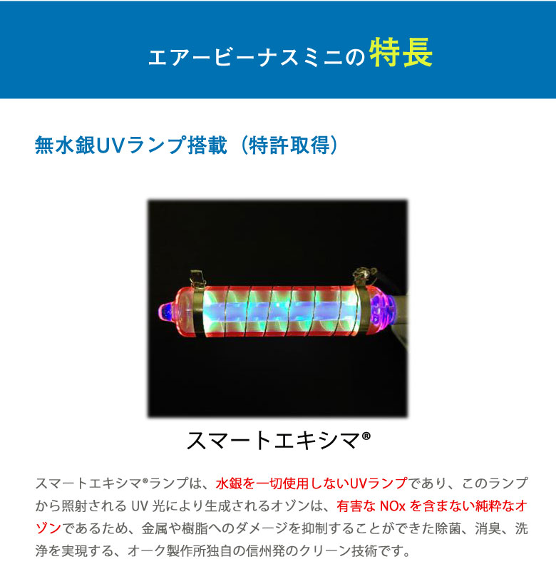 楽天市場】オゾン生成 除菌 消臭 洗浄 エアビーナスミニ ARV-O3MI 3畳