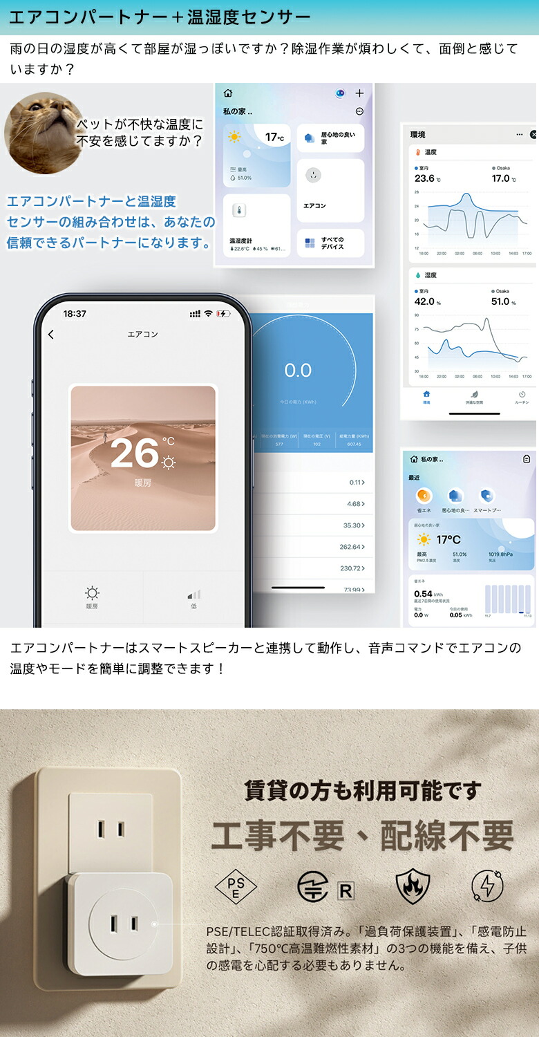 楽天市場】エアコンパートナー 電力量測定 遠隔操作 スマートエアコン
