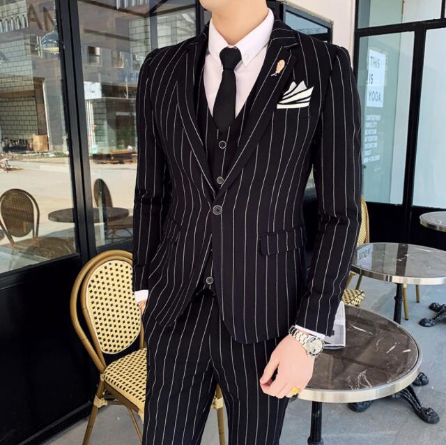 楽天市場】【送料無料】スーツ メンズ ストライプ ビジネススーツ 2点