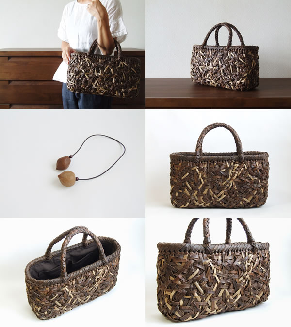 楽天市場】【純国産 伊藤加代子作】沢くるみかごバッグ 乱れ編み 樹皮