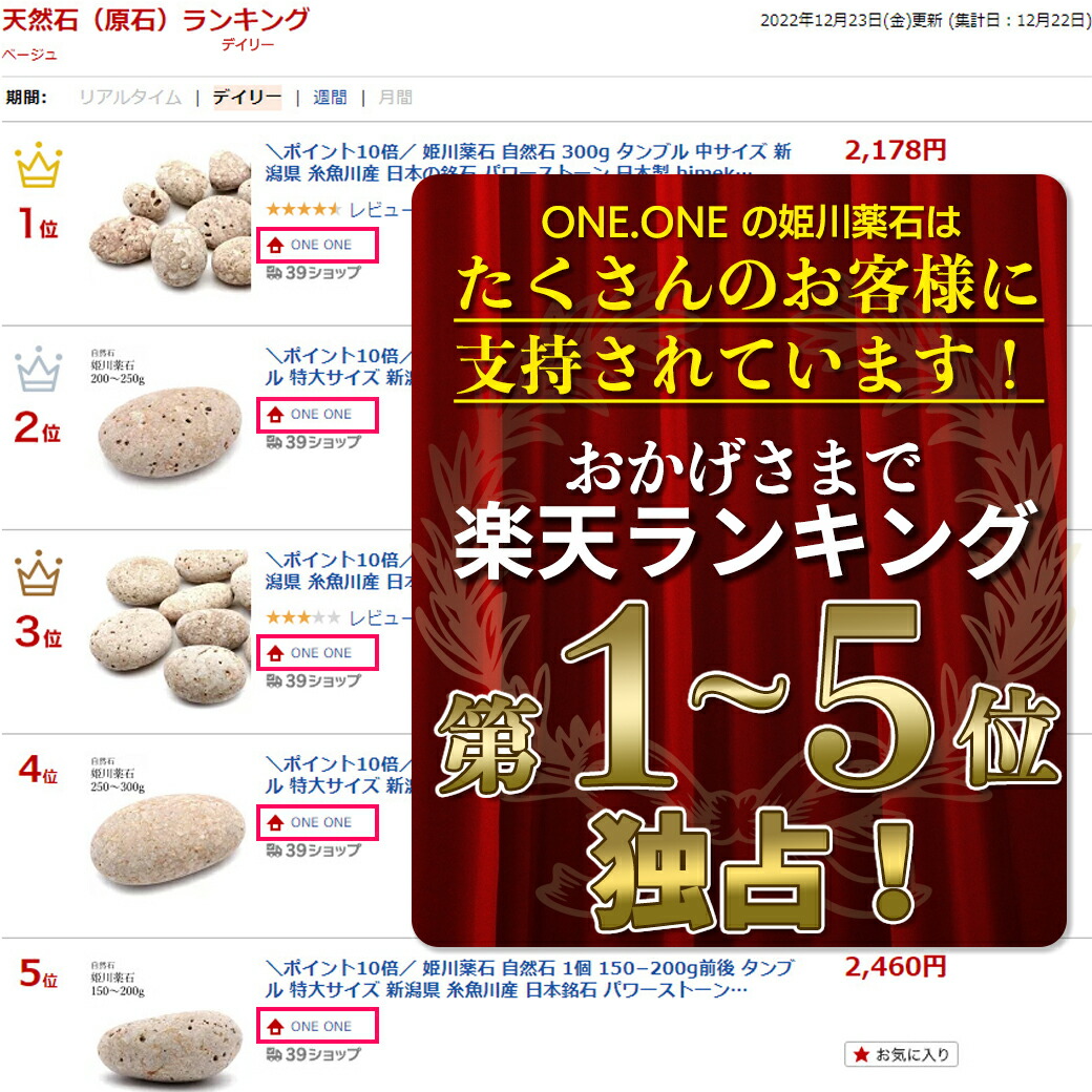 楽天市場】姫川薬石 自然石 1個 200－250g前後 タンブル 特大サイズ