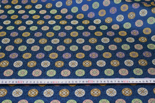 楽天市場】金襴 正絹 浮唐草に浮線菊 鉄納戸色（紺系）16付（無金