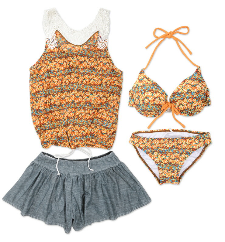 楽天市場】水着 ビキニ レディース 体型カバー 4点セット NICE CLAUP