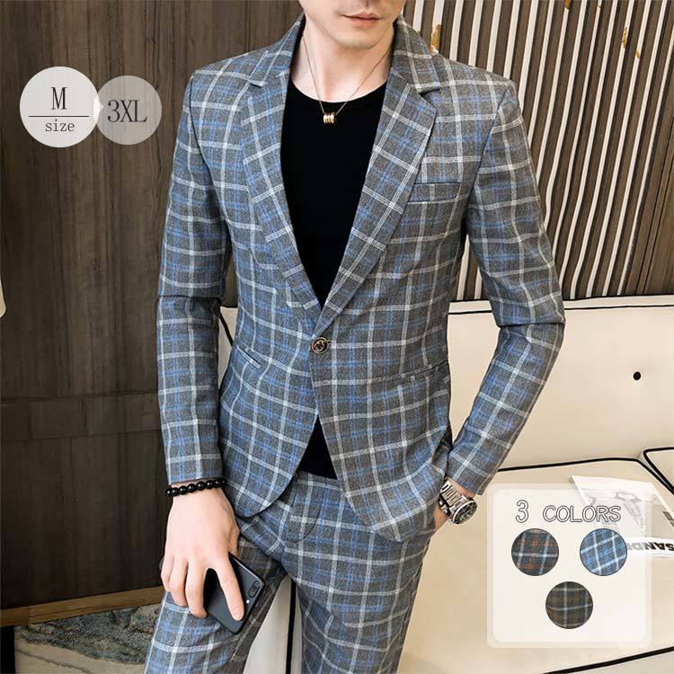 楽天市場】「送料無料」テーラードジャケット チェック柄 メンズ 2