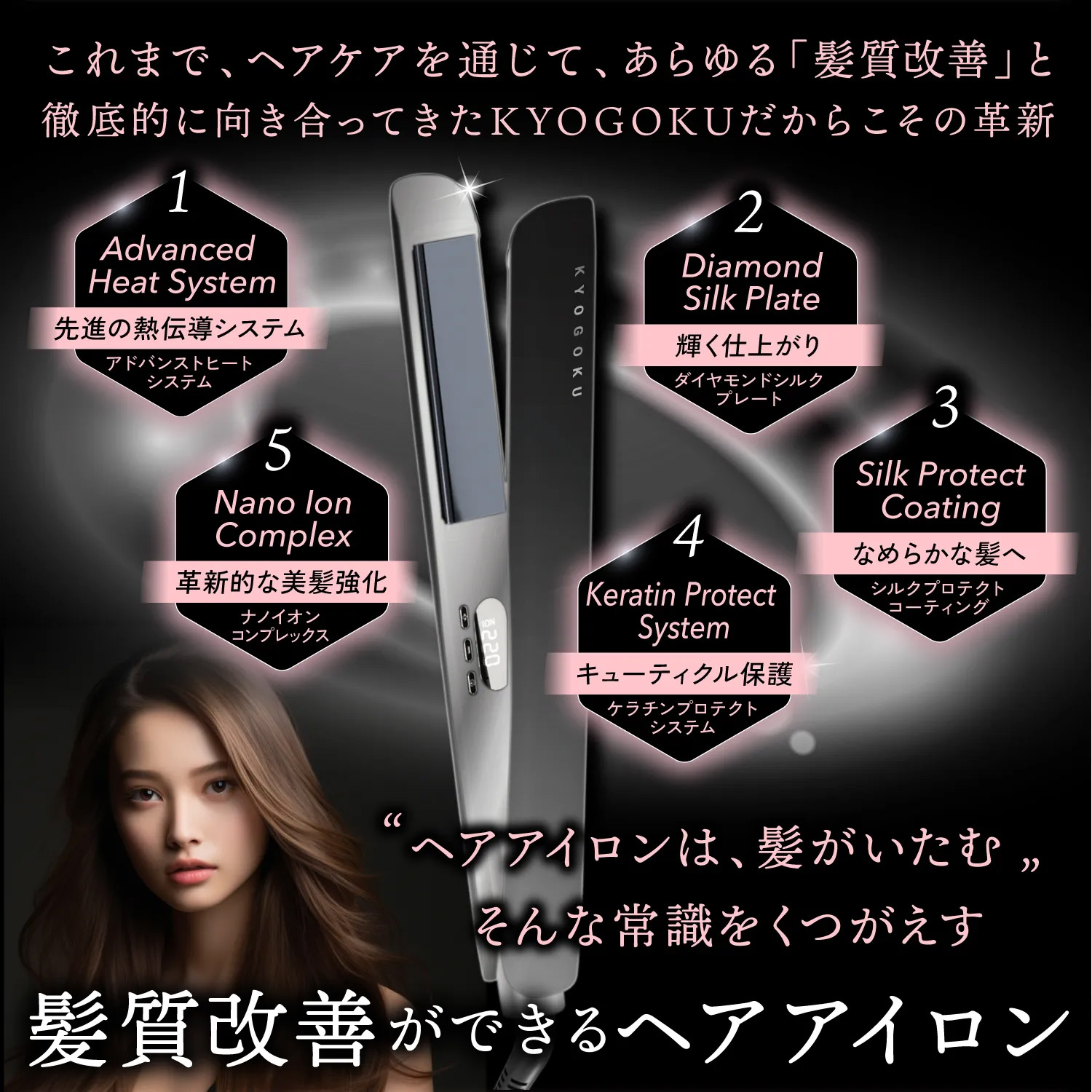 楽天市場】KYOGOKU ナノシルク ケラチン ストレートアイロン 海外対応