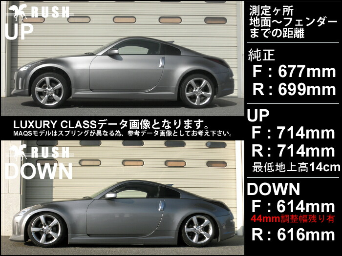 楽天市場】RUSH 車高調 フェアレディZ クーペ Z33 車高短 MAQSモデル