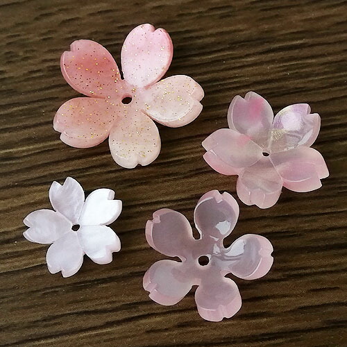 楽天市場】桜 パーツ ピンク 全4タイプ 6個 5弁花 さくら サクラ ラメ
