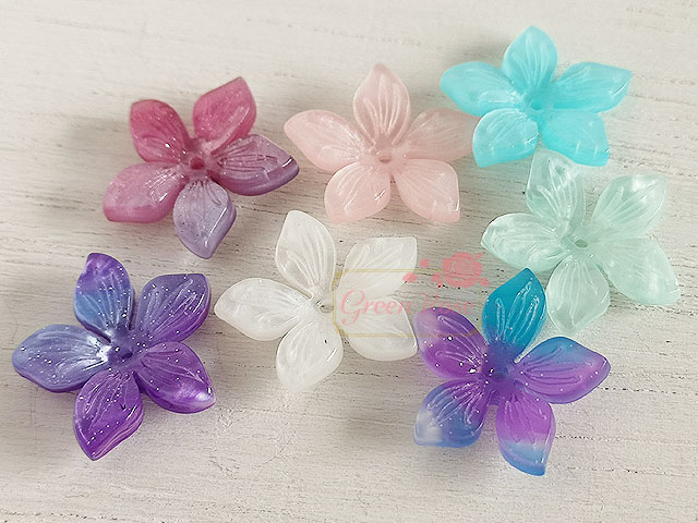 楽天市場】プラスチックパーツ フラワー 全7色 10個 5弁花