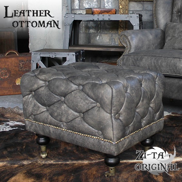 楽天市場】チェスターフィールド スツール オットマン キャスター付き