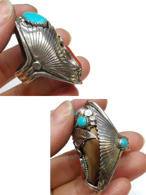 楽天市場】熊爪ターコイズ リング(指輪)16.5号【Silver925