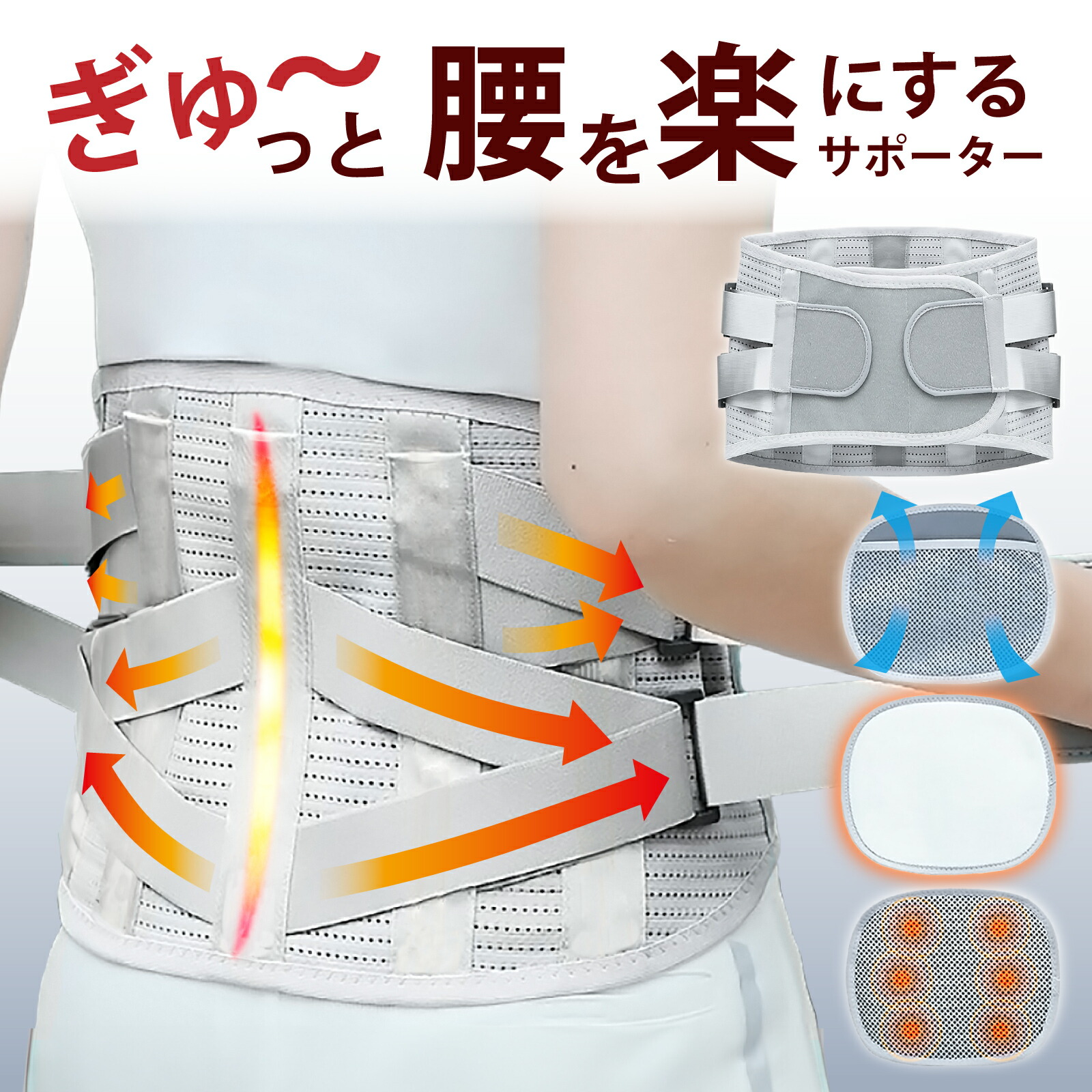 楽天市場】骨盤ベルト 腰サポーター 「ラクティエ」 3タイプパッド付