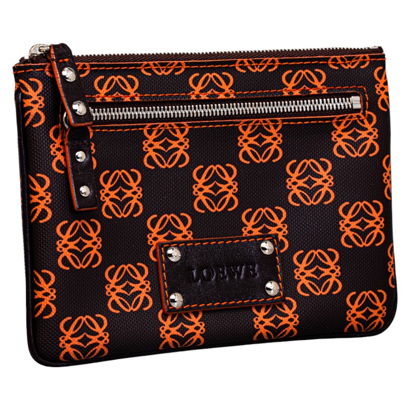 楽天市場】ロエベ アナグラム 総柄 ポーチ ブラック オレンジ PVC