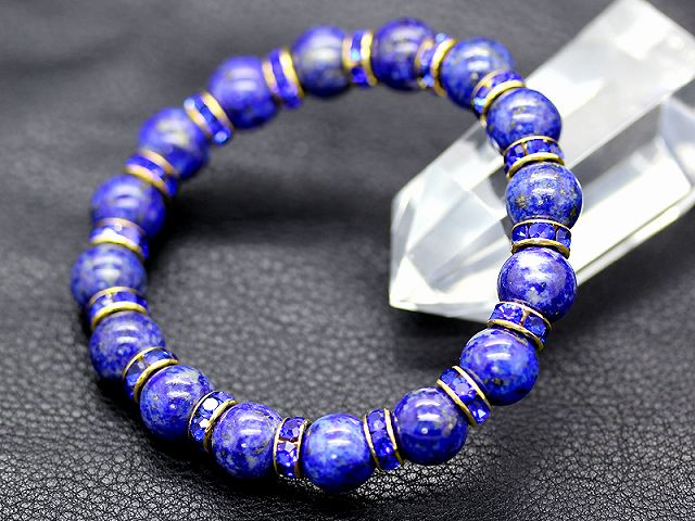 楽天市場】天然石 ラピスラズリ 10mm ロンデル 数珠 ブレスレット 知力
