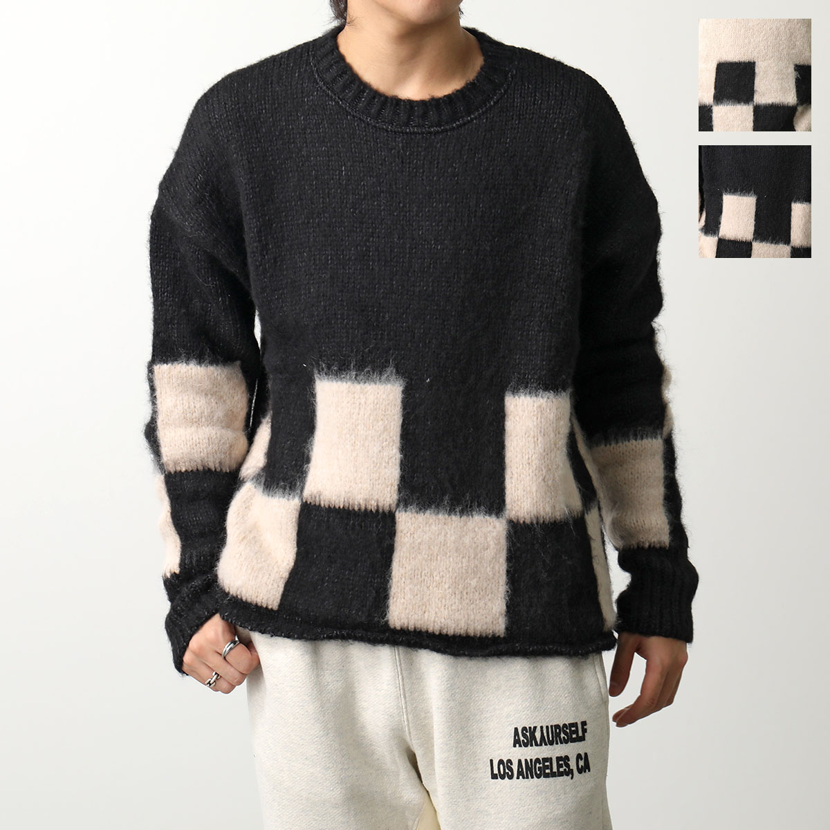楽天市場】ASKYURSELF アスクユアセルフ ニット BRUSHED CHECKERED