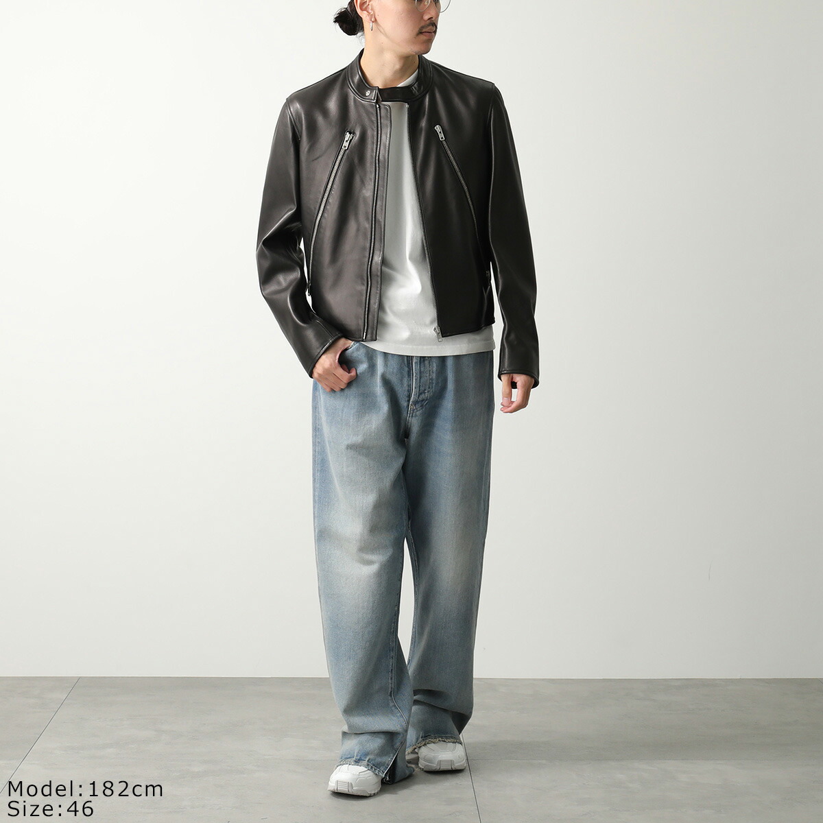 極美品】MM6マルジェラ羊革クラックダメージ加工レザージャケット42