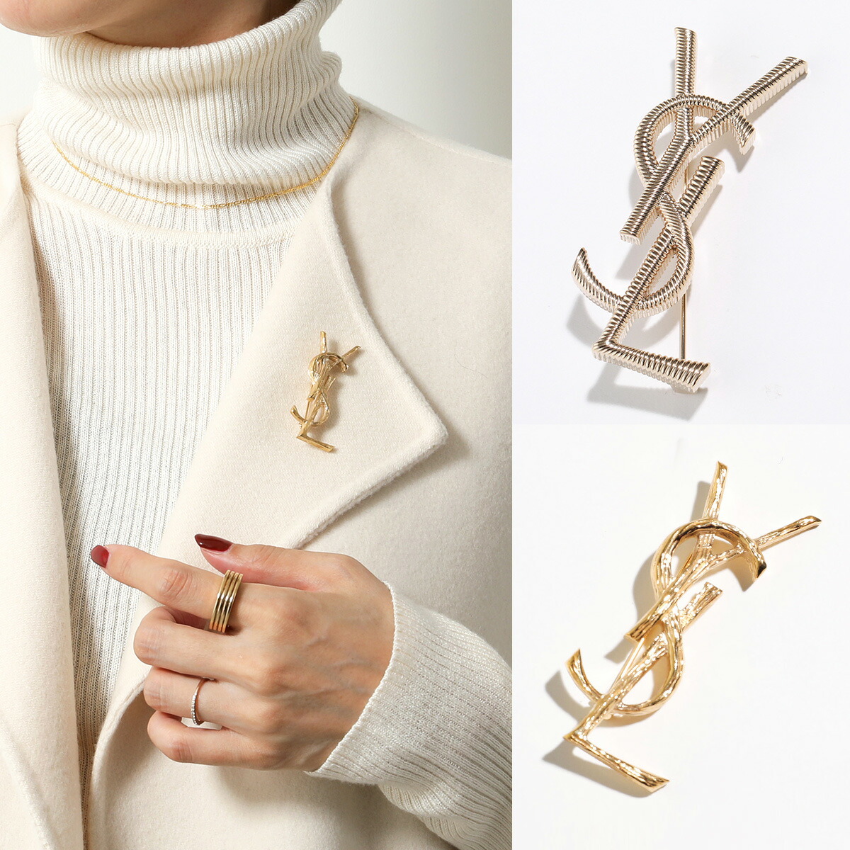 楽天市場】SAINT LAURENT サンローラン ブローチ CASSANDRE BROCHE