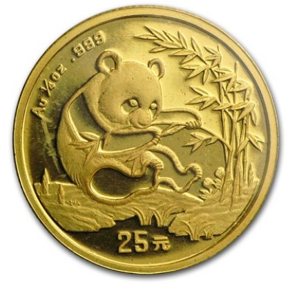 楽天市場】即納・追跡可 新品未使用 1994 中国 パンダ金貨 1/4オンス