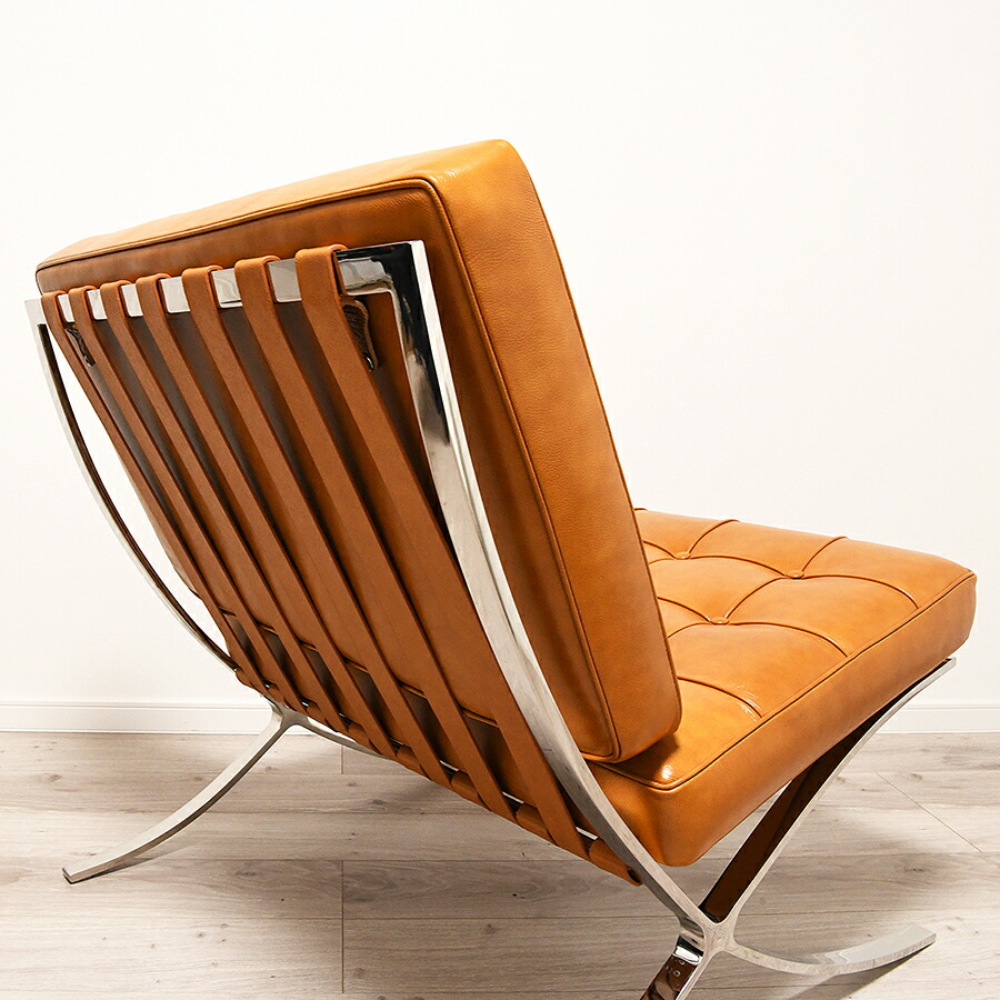 楽天市場】バルセロナチェア イタリアンレザー仕様 色ブラウン ミース